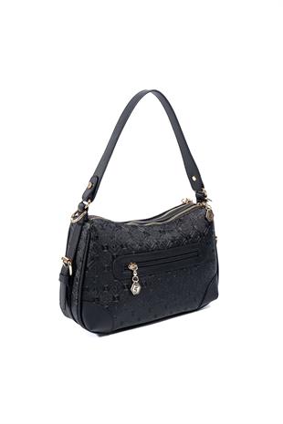 Silver & Polo SP1269 Kadın Omuz Çantası Logolu Siyah-Siyah