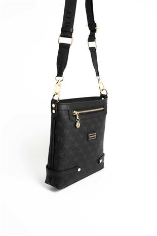 Silver & Polo SP1120 Kadın Çapraz Çanta Monogram Siyah