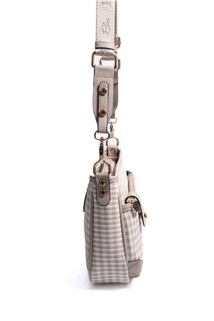 Silver & Polo SP1160 Kadın Çapraz Çanta Ekose Line Kare Kum Beji-Kum