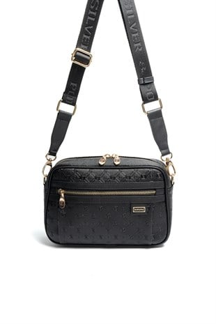 Silver & Polo SP1280 Kadın Çapraz Çanta Logolu Siyah-Siyah