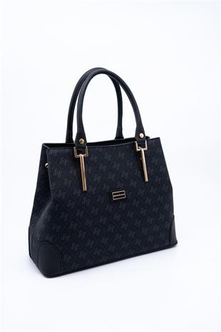 Silver & Polo SP667 Kadın El Çantası Monogram Siyah