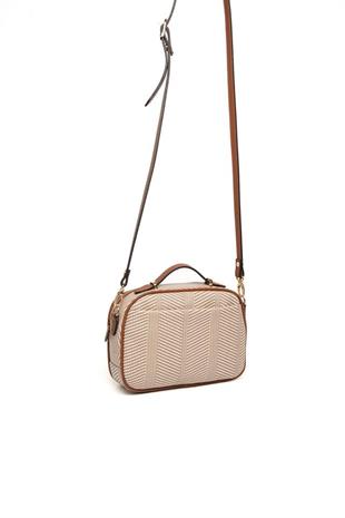 Silver & Polo SP1186 Kadın Çapraz Çanta Hasır Bej-Taba