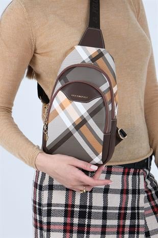 Silver & Polo Haki - Kahve SP959 Kadın Vücut Çantası