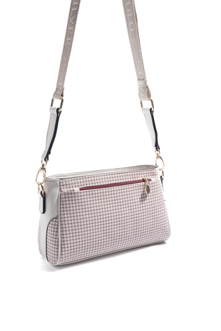 Silver & Polo SP1273 Kadın Çapraz Çanta King Desen Bordo-Kemik