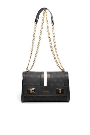 Silver & Polo SP1139 Kadın Çapraz Çanta Monogram Siyah