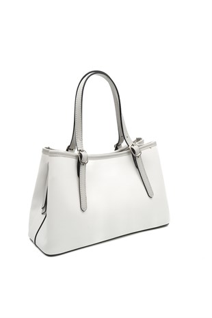 Silver & Polo SP1252 Kadın El Çantası Düz Beyaz-A.Gri