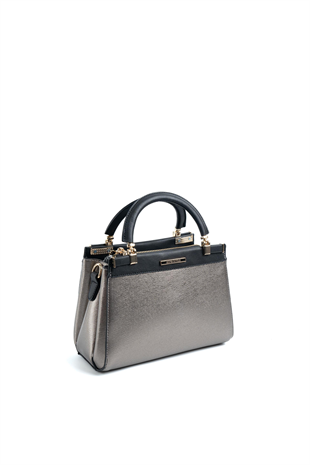 Silver & Polo SP1193 Kadın El Çantası Düz Platin-Siyah