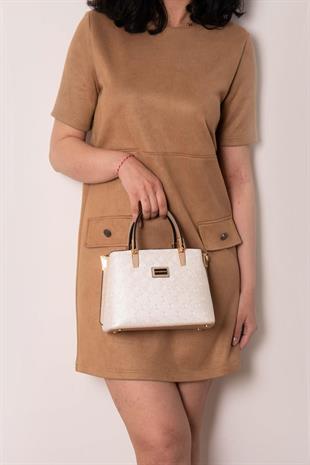 Silver & Polo SP987 Kadın El Çantası Logolu Sedef-S.Nut