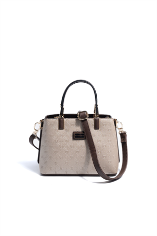 Silver & Polo SP987 Kadın El Çantası Logolu Nut-Kahve