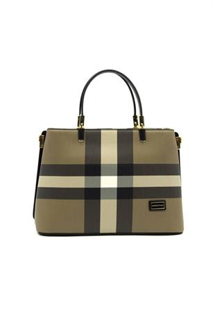 Silver & Polo SP924 Kadın El Çantası Ekose Kahve-Siyah