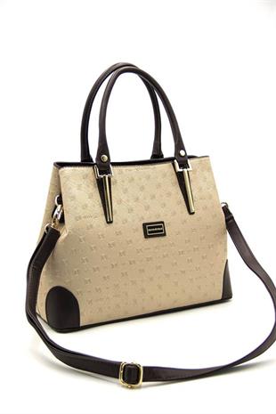 Silver & Polo SP667 Kadın El Çantası Logolu Nut-Kahve