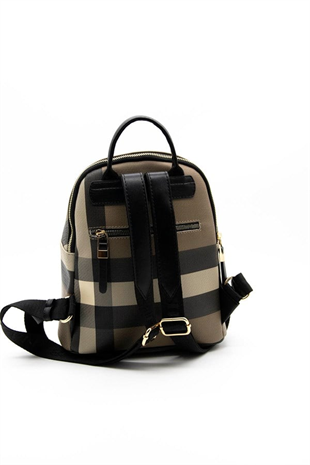 Silver & Polo SP901 Kadın Sırt Çantası Ekose Kahve-Siyah