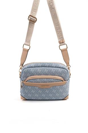 Silver & Polo SP1201 Kadın Çapraz Çanta Monogram Mavi-Ten