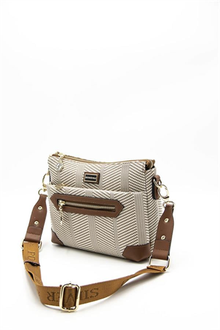 Silver & Polo SP1110 Kadın Çapraz Çanta Hasır Bej-Taba