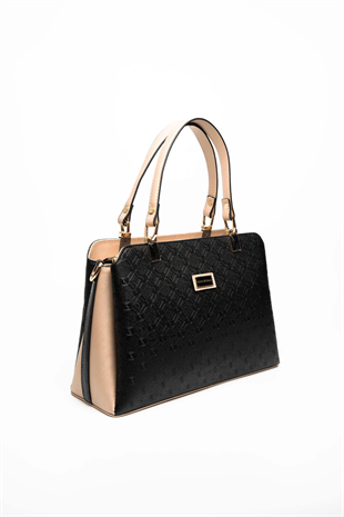 Silver & Polo SP972 Kadın El Çantası Logolu Siyah-S.Nut