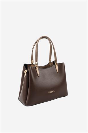 Silver & Polo SP1205 Kadın El Çantası Düz Vizon-Kahve