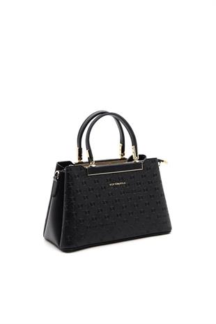 Silver & Polo SP913 Kadın El Çantası Logolu Siyah-Siyah