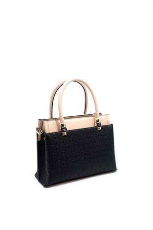 Silver & Polo SP826 Kadın El Çantası Logolu Siyah-S.Nut