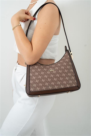 Silver Polo SP1187 Kadın Omuz Çantası Monogram Kahve-Kahve