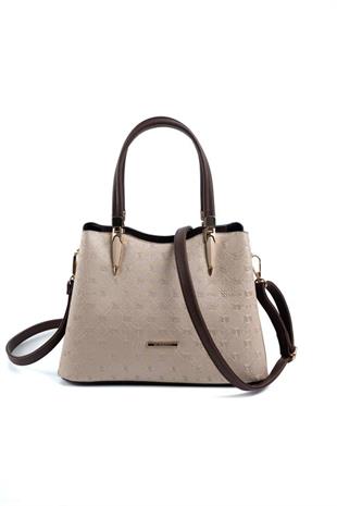 Silver & Polo SP1205 Kadın El Çantası Logolu Nut-Kahve