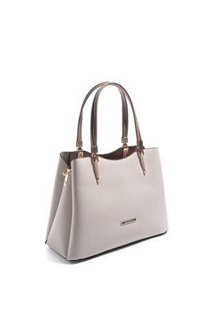 Silver & Polo SP1205 Kadın El Çantası Düz Bej-Latte
