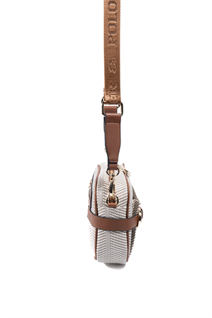 Silver & Polo SP1256 Kadın Çapraz Çanta Hasır Bej-Taba