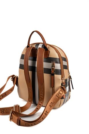 Silver & Polo SP1265 Kadın Sırt Çantası Ekose Bej-Taba