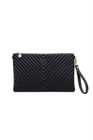 Silver Polo SP1034 Kadın Portföy & Clutch Kapitone V Siyah-Siyah