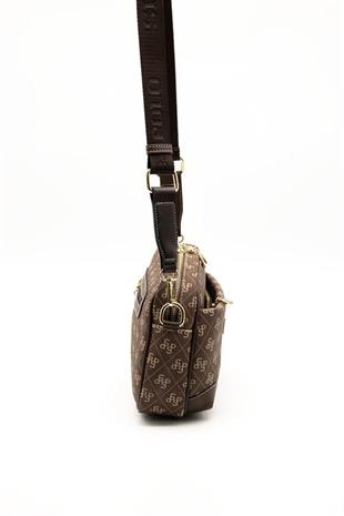 Silver & Polo SP1094 Kadın Çapraz Çanta Monogram Kahve