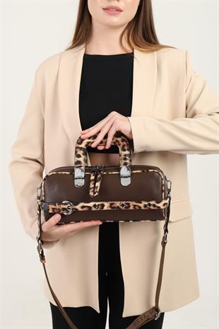 Silver & Polo Leopar Kahve SP1258 Kadın El Çantası