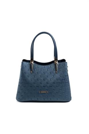 Silver & Polo SP1205 Kadın El Çantası Logolu Lacivert