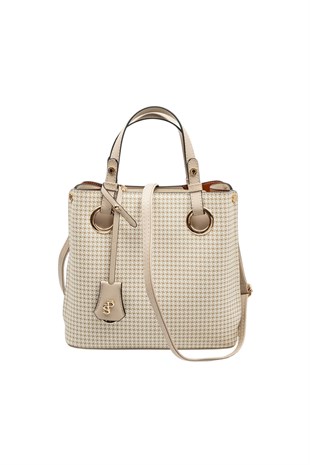 Silver & Polo SP975 Kadın El Çantası King Desen Kum-Kum Beji