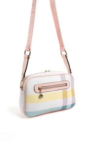 Silver & Polo SP1094 Kadın Çapraz Çanta Ekose Lila-Pembe