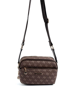 Silver & Polo SP1162 Kadın Çapraz Çanta Monogram Kahve