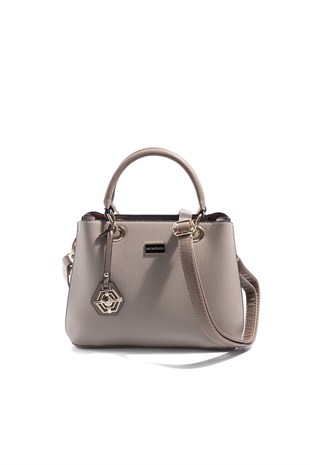 Silver & Polo SP1272 Kadın El Çantası Düz Koyu Bej-Latte