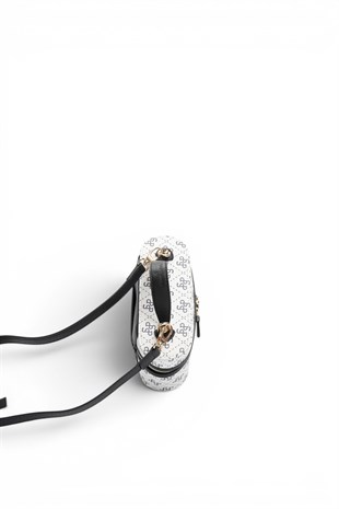 Silver Polo Beyaz - Siyah Monogram Kadın El Çantası SP1195
