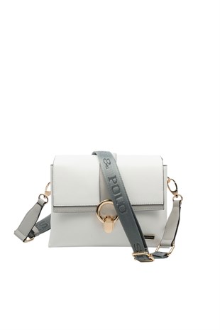 Silver & Polo SP1275 Kadın Çapraz Çanta Düz Beyaz-A.Gri