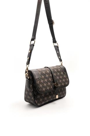 Silver & Polo SP1182 Kadın Çapraz Çanta Monogram Füme-Siyah