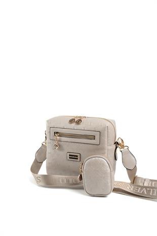 Silver & Polo SP1038 Kadın Çapraz Çanta Logolu Bej-S.Bej