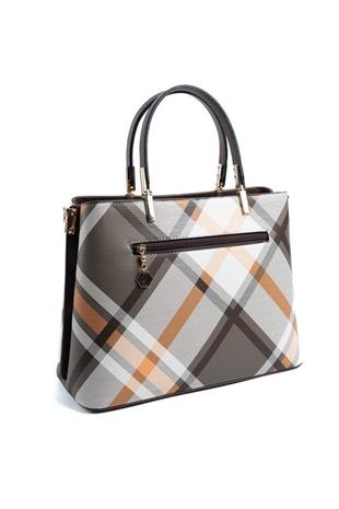 Silver & Polo SP924 Kadın El Çantası Ekose Haki-Kahve