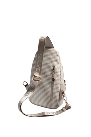 Silver & Polo SP959 Kadın Vücut Çantası King Desen Kum-Kum Beji