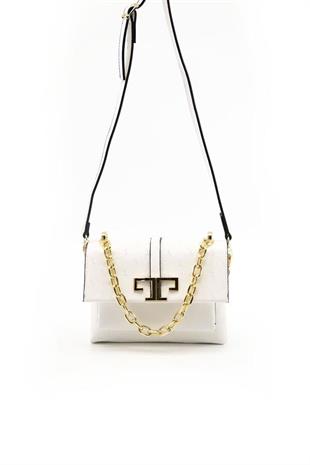 Silver & Polo SP1148 Kadın Çapraz Çanta Logolu Beyaz-Beyaz