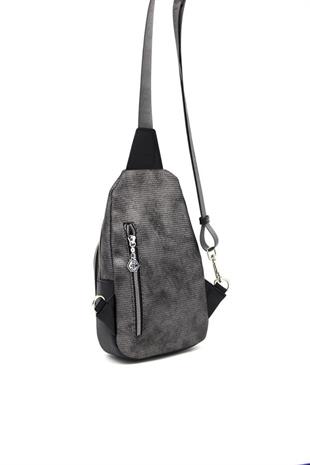 Silver & Polo SP959 Kadın Vücut Çantası Petek M.Gümüş-Siyah