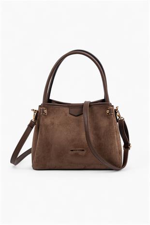 Silver & Polo SP1254 Kadın El Çantası Süet Kahve-Kahve
