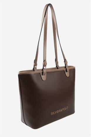 Silver Polo SP1204 Kadın Omuz Çantası Düz Kahve-Vizon