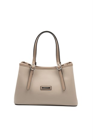 Silver & Polo SP1252 Kadın El Çantası Düz Koyu Bej-Latte