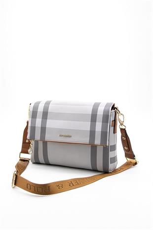 Silver & Polo SP963 Kadın Çapraz Çanta Ekose A.Gri-A.Taba