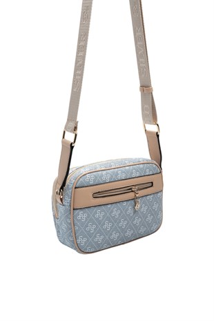 Silver Polo Mavi - Ten Monogram Kadın Çapraz Çanta SP1162