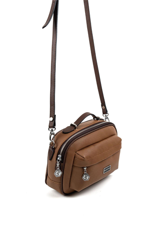 Silver & Polo SP1186 Kadın Çapraz Çanta Petek Karamel-Kahve