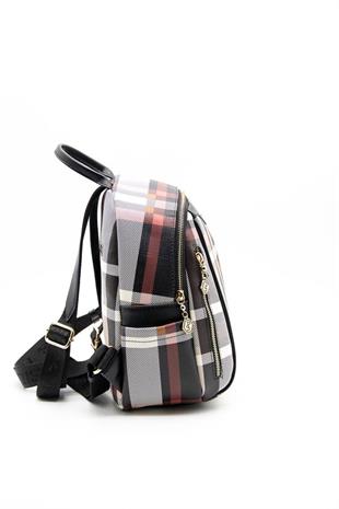 Silver & Polo SP906 Kadın Sırt Çantası Ekose Siyah
